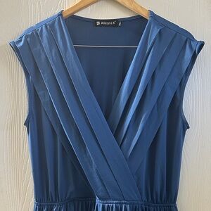 Allegra K Blue V-Neck Dress
